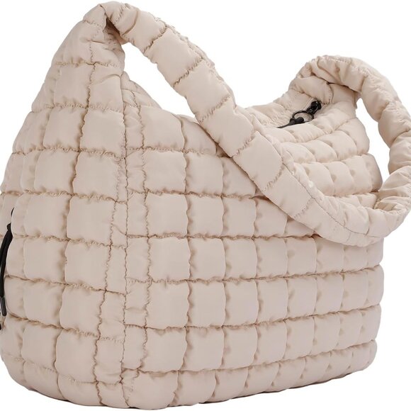 Elegant Quilted Tote Bag - Large Hobo, Lightweight & Versatile for All Occasions - Picture 1 of 11